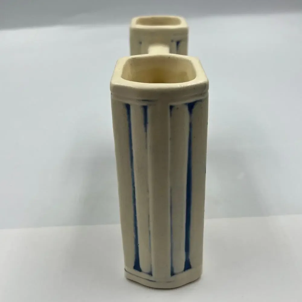 Antique Weller Pottery Florala Daisy Double Bud Vase 1915-1920 Arts & Crafts MCM